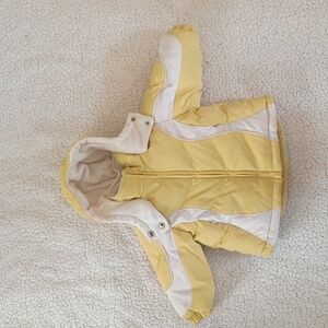 I Madison Yellow/White Childs Winter Jacket With Detachable Hood Size 12M